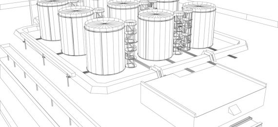 3D абстрактный каркас здания на белом фоне